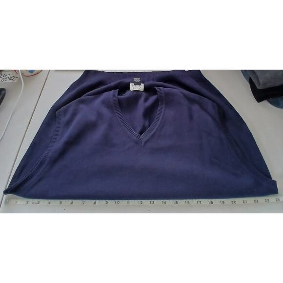 Jos A. Bank Navy Pima Cotton Pull Over Sweater Vest Mens LG Old Money Minimalist - Picture 5 of 7